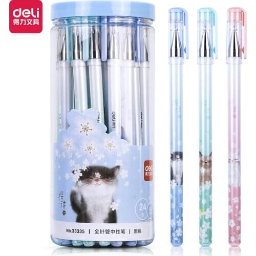 Deli 33335 student gel pen 0.38mm full needle tube neutral business signature pen students with personalized stationery
