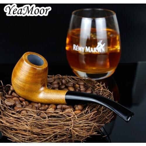 Top Grade Tobacco Pipe 9mm Filter Bent Smoking Pipe 10 tools free Green Sandal Wood Pipe Vintage Smoke Pipe