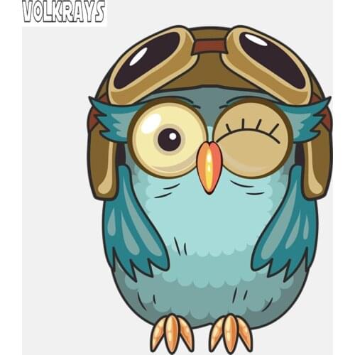 Volkrays Cartoon Car Sticker Aviator Owl Accessories Waterproof PVC Decal for Motorcycle Golf 5 Kia Ceed Seat Ibiza,12cm*9cm