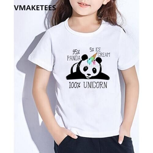 Girls & Boys Cartoon Funny T shirt Kids Surprised Ice Cream Dabbing Unicorn Panda Print T-shirt Summer Baby Clothes