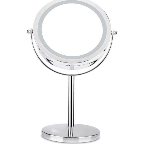 LED Makeup Mirror 360 Degree Rotating With LED Light 10x Magnification Adjustable Makeup Mirror 7 Inch Double Sided Mirror