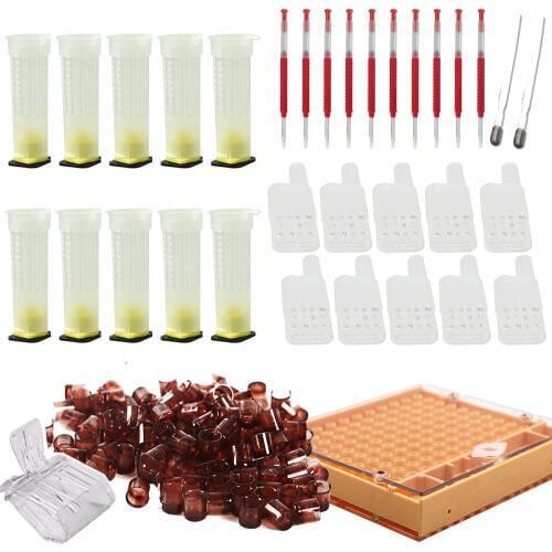 1 set Beekeeping equipment Bee Queen Rearing Cupkit System Bee Catcher Plastic Cell Cups and Moving Insect Worm Needles