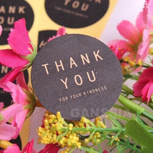 100pcs/lot Dia 4cm Kraft paper Thank you series Gift sealing stickers Packing label Decoration favor Party supplies (dd-1451)