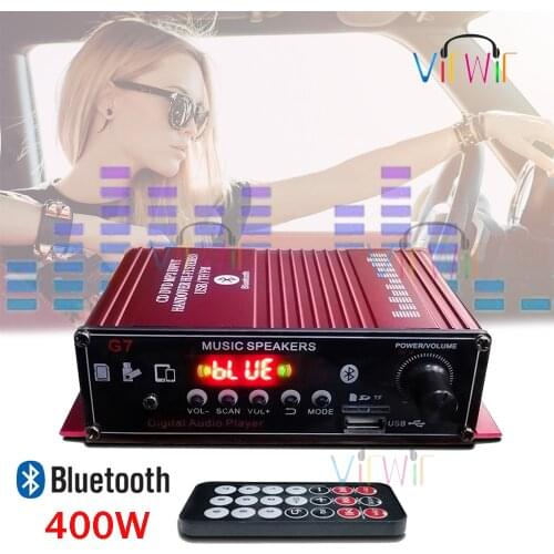 12V 400W 2.0 Channel HIFI Stereo Audio Amplifier Bluetooth Home Fidelity Amplifier For Mic SD USB FM Home Amplifier