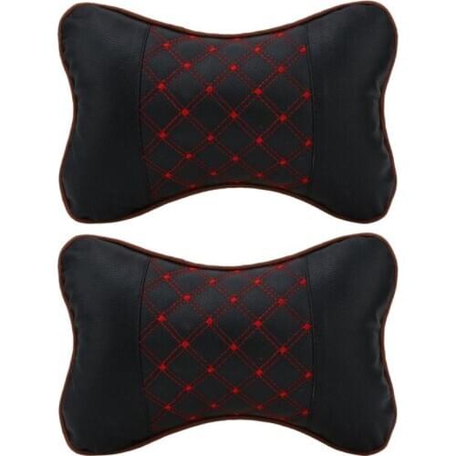 2 Pcs Leather PP Cotton Car Headrest Neck Pillow Auto Seat Cover Head Neck Rest Cushion Headrest Pillow Car Styling Accessaries