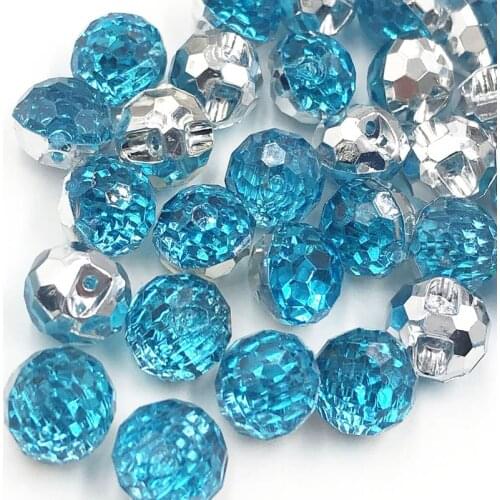 25pcs Blue Color Acrylic Buttons Apparel Sewing Supplies Garment Accessories DIY Crafts PT327