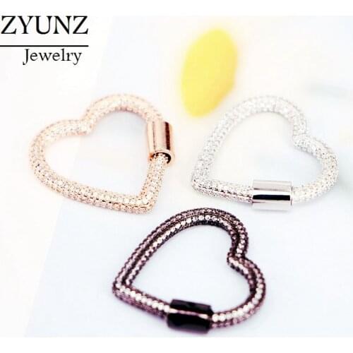 4PCS, Screw Clasps Accessories Cz Heart Fastener Spiral Clasps For DIY Punk Jewellery Making Supplies