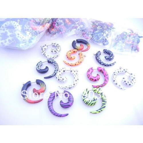 50pcs Free Shippment Body Jewelry- Hot printed Cheat Sprial Ear Plug Fake Ear Plug Illusion Plugs Tapers