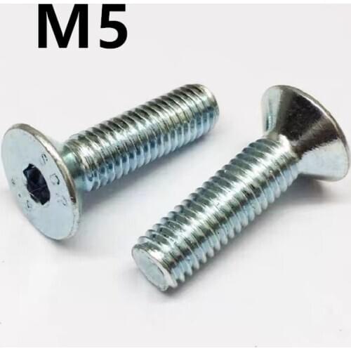 50PCS GB70.3 M5x8/10/12/16/20/25/30/35/40/45/50mm DIN7991 Grade Galvanized Flat Head Countersunk Head Hexagon Screws