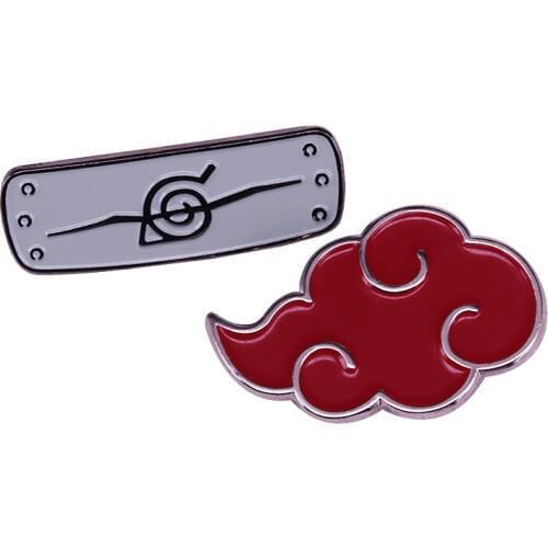 Akatsuki cloud and Anti-leaf village headband brooch flaunt your love for with this gorgeous set