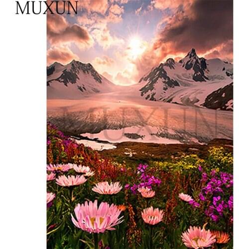 Muxun Diamond Embroidery Full Set Scenic Diamond Painting With Square/Round Stones Flower Sea Pictures With Rhinestones X0366
