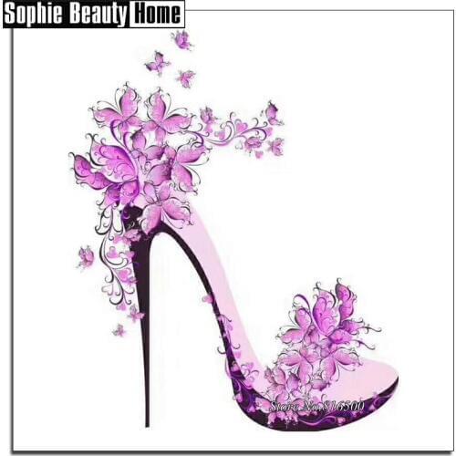 DIY Full Drill Diamond Painting Flowers High Heeled Shoes Diamond Embroidery Cross Stitch Rhinestone Mosaic Wedding Decor 189071