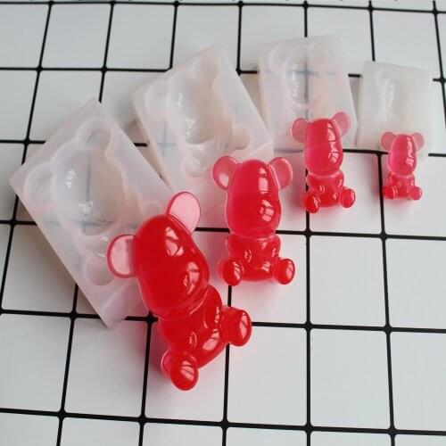 Aouke crystal Epoxy sitting bear bear silicone mold DIY jewelry making bear violence bear