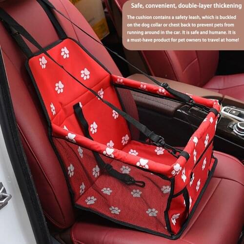 Paw Print Luxury Pet Dog Car Carrier PVC Inside Waterproof Foldable Hammock Puppy Kitten Cat Safty Travel Seat Cage With Belt
