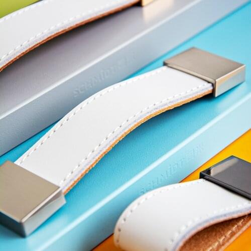 White Leather Cabinet handle Nordic Furniture Drawer Pull Handle cupboard knobs small wardrobe handles