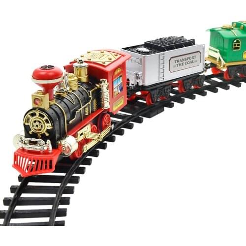 Electric smoke remote rail train simulation model rechargeable classic steam train childrens toy suit