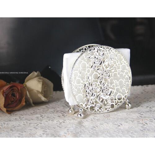 European round silver pattern napkin rack silver paper napkin seat kitchen napkin seat business card clip household appliances