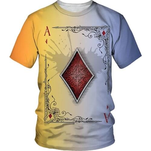 Summer Novelty Pattern Playing Card 3D Printing Men T Shirt Street Hip Hop Style Short Sleeve Male Oversized T Shirt O Neck Tops