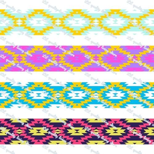 Creative geometry pattern printed grosgrain ribbon/16mm printed elastic foe ribbons DIY hair bows Sewing webbing 50 yards