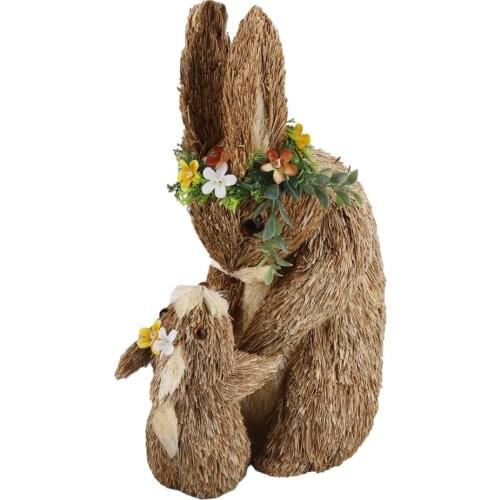 Rabbit Decoration Gift For Easter Party Decorations Village Style Garden Straw Bunny