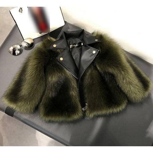 Faux Fox Fur Children Leather Coat Autumn And Winter 2020 Motorcycle Girls Fashion Fur Jackets Kids Leather Tops Clothes 2-14T