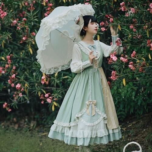 Sweet princess lolita dress vintage lace bowknot peter pan collar high waist victorian dress kawaii girl gothic lolita op loli