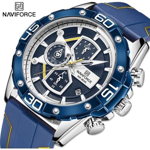 New NAVIFORCE Luxury Watches For Men Military Silicone Strap Sport Chronograph Quartz Wristwatch Male Waterproof Clock With Date