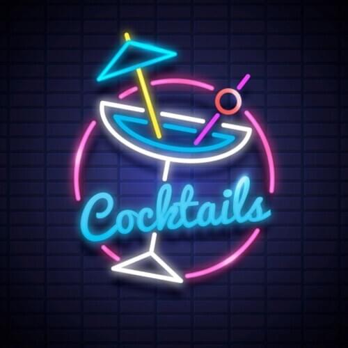 Neon Sign Colorful cocktail Neon light Neon Wall Sign Beer Advertise Hotel Advertise Lamp Recreational Handcraft Real glass TUBE