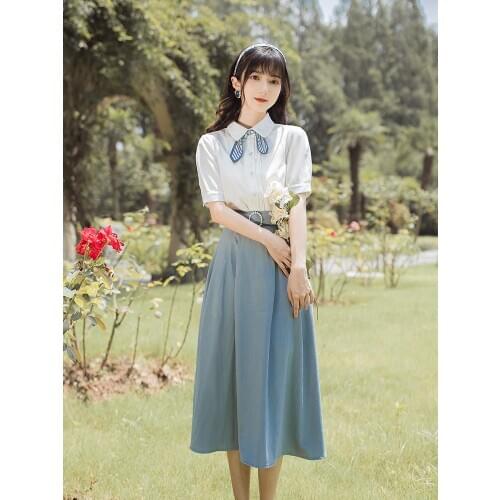 2020 new fashion womens clothing 2 piece set women Vintage Short Mid-Calf