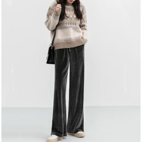 Real Shot 2020 New Fashion Autumn And Winter High Waist Loose Casual Slim Straight Wide Leg Pants