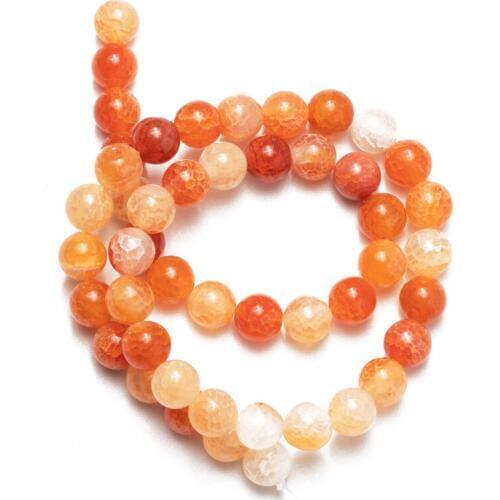 Wholesale Cracked Natural Orange Red Agates Beads 6mm 8mm 10mm Fire Dragon Veins Stone Beads for DIY Bracelet Necklace