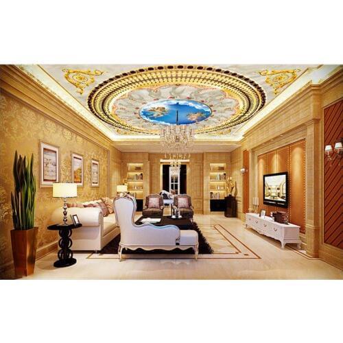 Custom photo wallpaper 3d ceiling murals wallpaper European golden angel condole top luxury zenith wall papers for living room