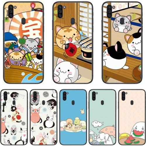 Lovely Japan Cartoon Animation Cat Dog Character Mobile Phone Case Hull For Samsung Galaxy M 10 20 21 31 30 60S 31S Black Shel