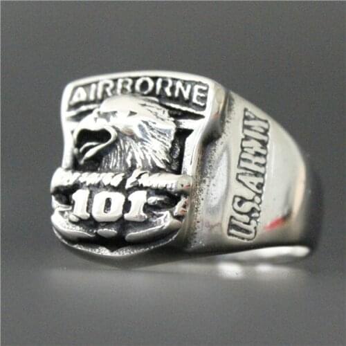 Drop Shipping UAS 101st Airborne Eagle Ring 316L Stainless Steel Jewelry Cool Design Polishing Eagle Biker Ring