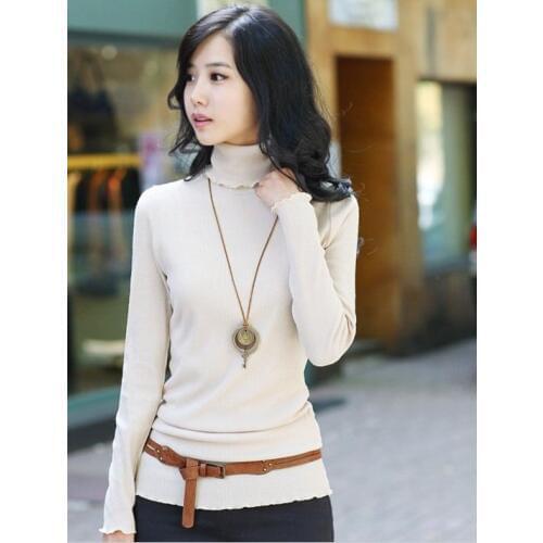 Womens fashion spring autumn winter pullovers 100%cotton Full Turtleneck Sweater Knit long sleeve Mand different colors XL