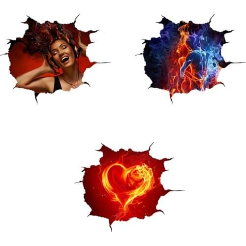 Three Ratels CHT7 Flame Art 3D wall sticker art for bedroom car hood sticker laptop decal