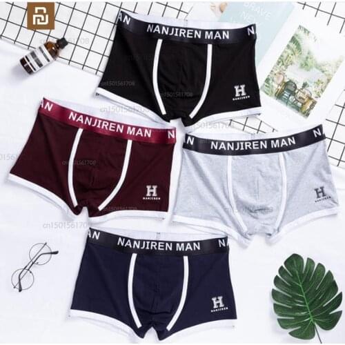 Xiaomi mens underwear mens boxer briefs trend cotton breathable youth student personality four-corner briefs