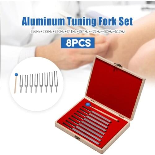 8Pcs/Set Aluminum Medical Tuning Fork Healing Sound Vibration Therapy 256Hz+288Hz+320Hz+341Hz+384Hz+426Hz+480Hz+512Hz