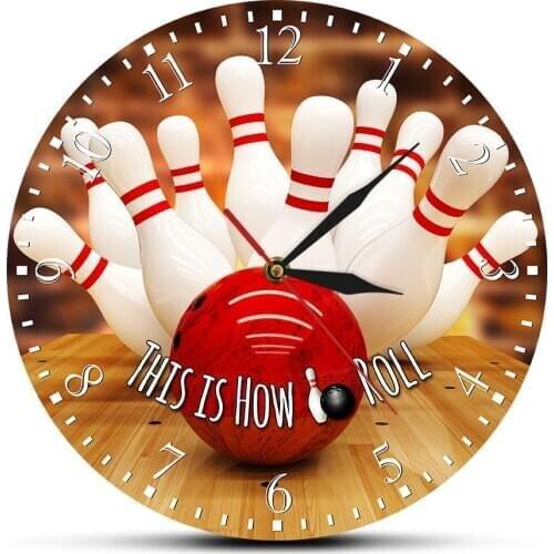 This Is How I Roll Bowling Wall Clock Silent Non Ticking Bowling Ball and Pins Home Decor Modern Clock Wall Watch Bowlers Gift