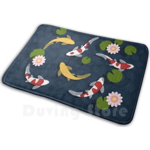 Japanese Koi Fish Pond Soft Non-Slip Mat Rug Carpet Cushion Simple Stylish Cute Cool Girly Koi Fish Pond Vector