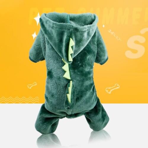 Funny Dinosaur Costume Pet Cat Clothes Puppy Dog Cat Winter Warm Plush Cat Coat Fleece Hoodies Sweater Small Dog Kitten Clothing