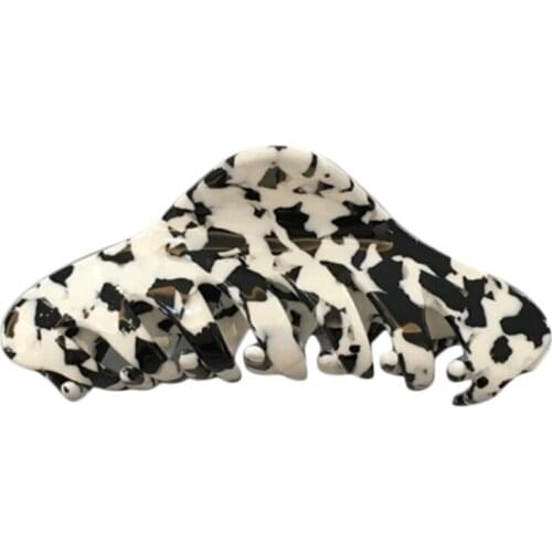 Korean Style Women Girls Acetate Geometric Hair Claw Jaw Clip Vintage Milk Cow Pattern Barrettes Ponytail Holder Hairgrips Makeu