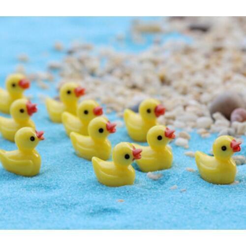 10Pieces Flat Back Resin Cabochon Yellow Duck DIY Decoration Crafts Making Fairy Garden Miniatures Terrarium Figurines