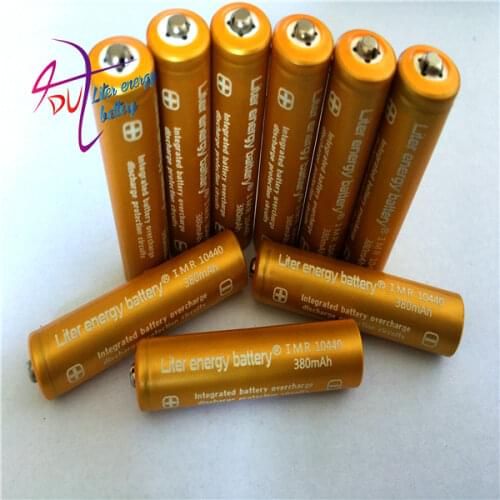 4pcs Liter energy battery 3.7V 380mAh High Capacity 10440 Li-ion Rechargeable Battery AAA Battery for LED Flashlights Headlamps