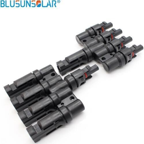 5 pairs lot IP67 Waterproof 4 to 1 Solar T Branch Parallel Connectors PV T Type 4 in 1 Male and Female Solar Cable Connector