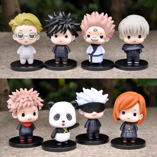 8Pcs/Set Cute Cartoon Anime Jujutsu Kaisen Figure Itadori Yuji Fushiguro Megumi Action Figure Gojo Satoru Collection Model Toys