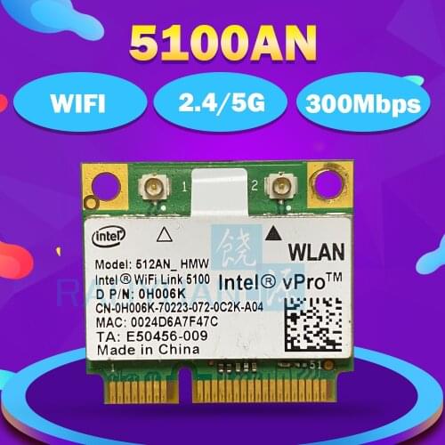 Wireless Adapter 512AN_HMW For Intel WiFi Link 5100 MINI PCI-E Card Wlan Adapter Laptop Network 2.4G/5Ghz For Dell