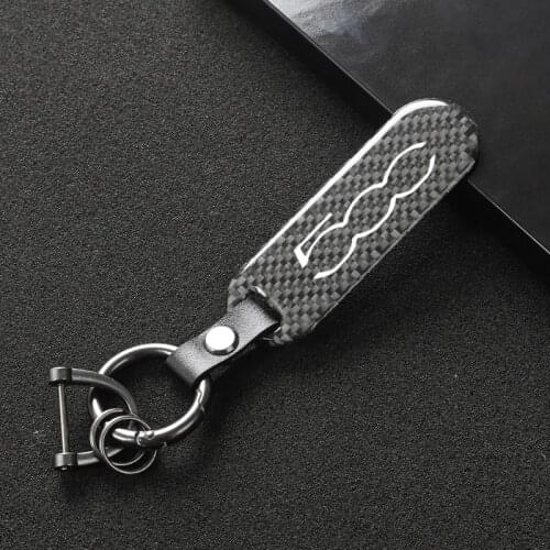 Car Key Chain 360 Degree Rotating Horseshoe key Rings For Fiat Punto 500 Panda Abarth TipoCarbon fiber Car Logo key ring