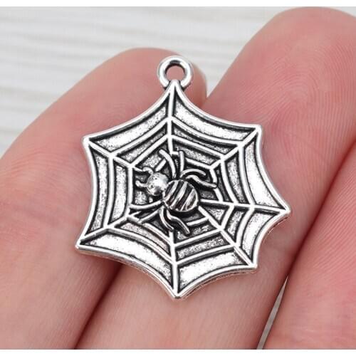 15 x Spiderweb Spider Web Cobweb Charms Beads For Necklace Halloween Jewelry Making Findings 25x22mm