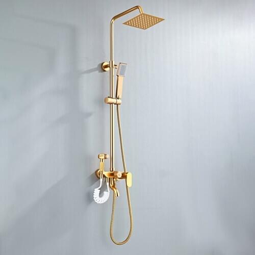 Toilet black gold space aluminum shower shower set three-gear lifting pressurized shower head constant temperature shower